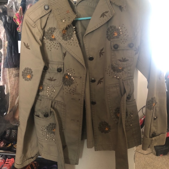 Sugar Lips Embroidered Belted Jacket Sz S - Picture 3 of 4